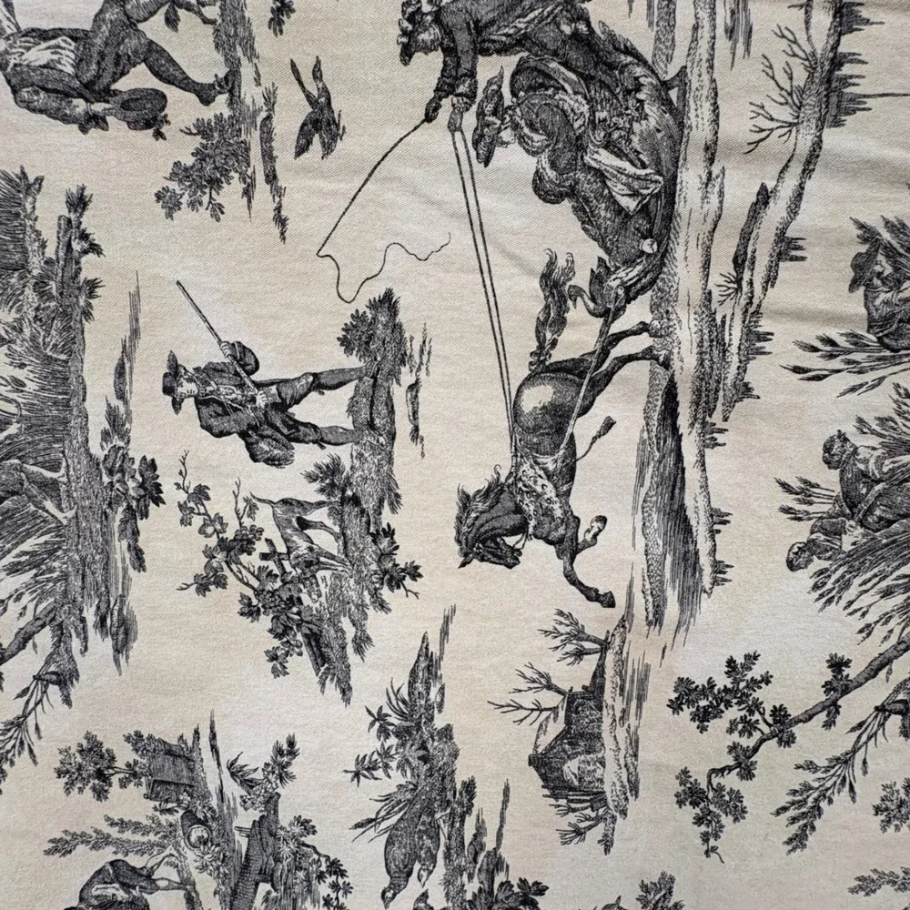 Williams Sonoma Toile de Jouy Tablecloth Cotton Made in Italy Grey‎ Cream